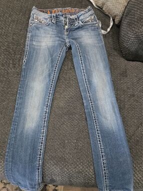 Rock Revival Women’s Light Blue Skinny Jeans with Contrast Stitching